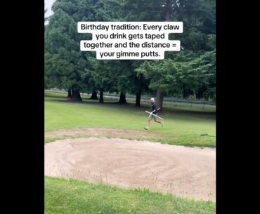 New game idea for that birthday round. How many cans do you think you could stack?  #Golf #Game