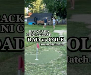 Cole looking for 3 in a row! #diy #backyard #golf #golfcourse #dad #dadlife #fatherson #backyardgolf
