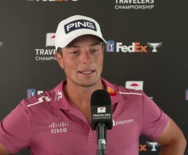 Viktor Hovland deler sine vurderinger etter den tredje runden av Travelers Championship