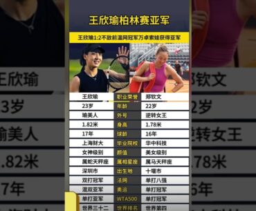 王欣瑜VS 郑钦文 wang xin yu VS zhengqinwen
