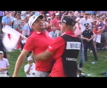 Keegan Bradley sends crowd into frenzy with dramatic winning putt at the Travelers Championship 2025