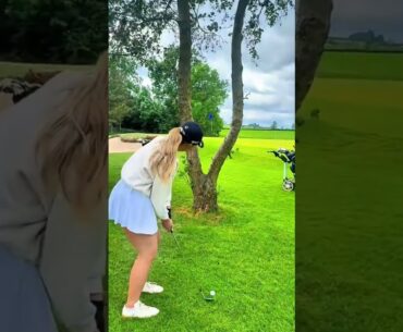 Rate my trick shot⛳️ #golf #golfgirl #golfswing #golfer #golfing