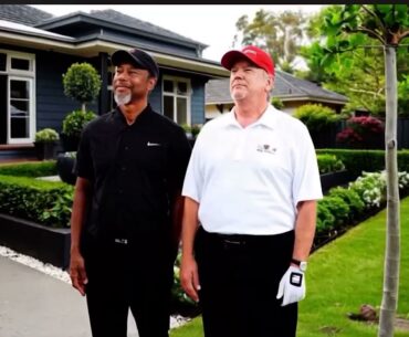 American President Donald Trump & Tiger Woods watching Kai Trump’s powerful Drive playing golf