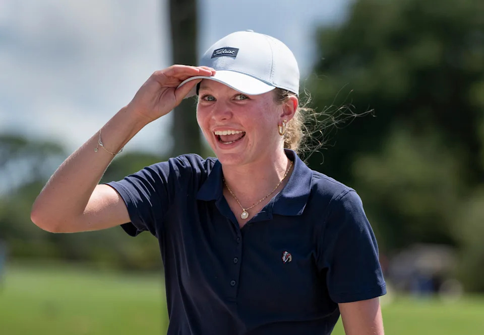 Jupiter's Reese McMillan smiles after winning the 41st Nicklaus Junior Championship at the Tequesta Country Club on June 23, 2025 in Tequesta, Florida.
