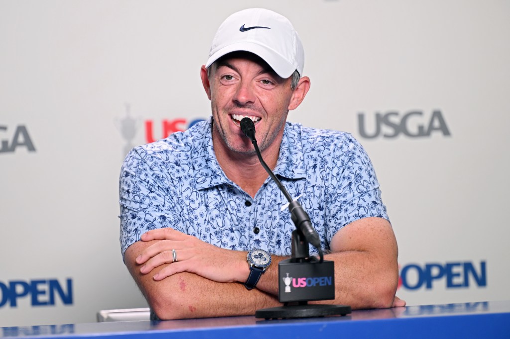Rory McIlroy of Northern Ireland speaks to the media during a practice round prior to the 125th U.S. OPEN at Oakmont Country Club on June 10, 2025 in Oakmont, Pennsylvania.