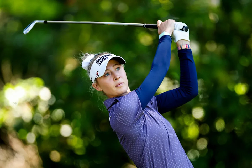 SAMMAMISH, WASHINGTON - JUNE 20: Nelly Korda of the United States hits a tee shot on the fifth hole during the first round of the KPMG Women's PGA Championship at Sahalee Country Club on June 20, 2024 in Sammamish, Washington. (Photo by Ezra Shaw/Getty Images)Ezra Shaw&sol;Getty Images