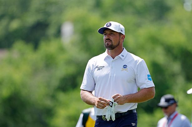 Bryson DeChambeau (USA) walks to the tee box at the 8th hole during the third round of the PGA Championship at Quail Hollow Country Club