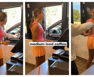 Kai Trump: President Donald Trump’s teenage granddaughter attempts to work drive-thru at Dunkin’ Donuts