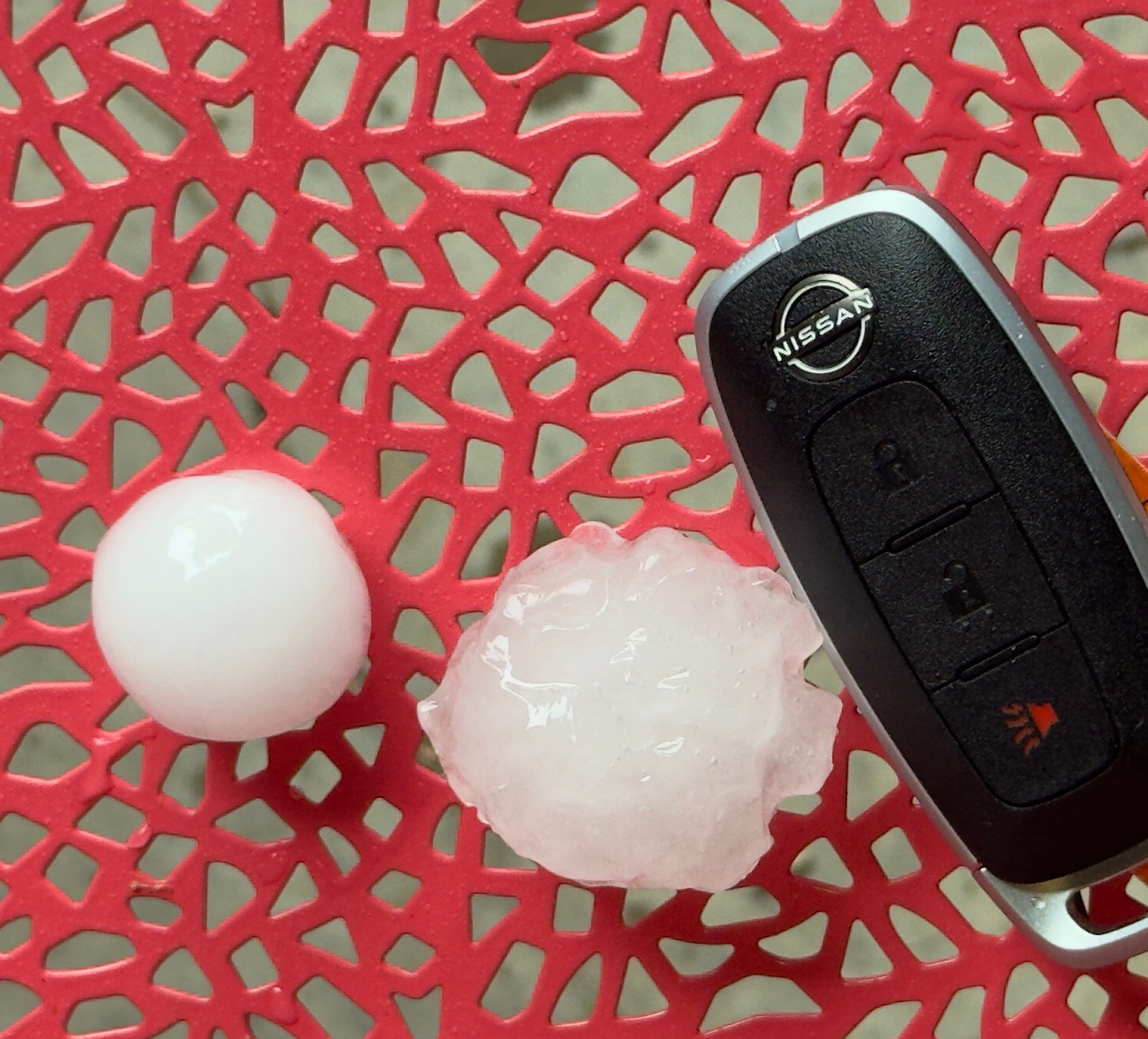Brief hail with large pieces this evening!