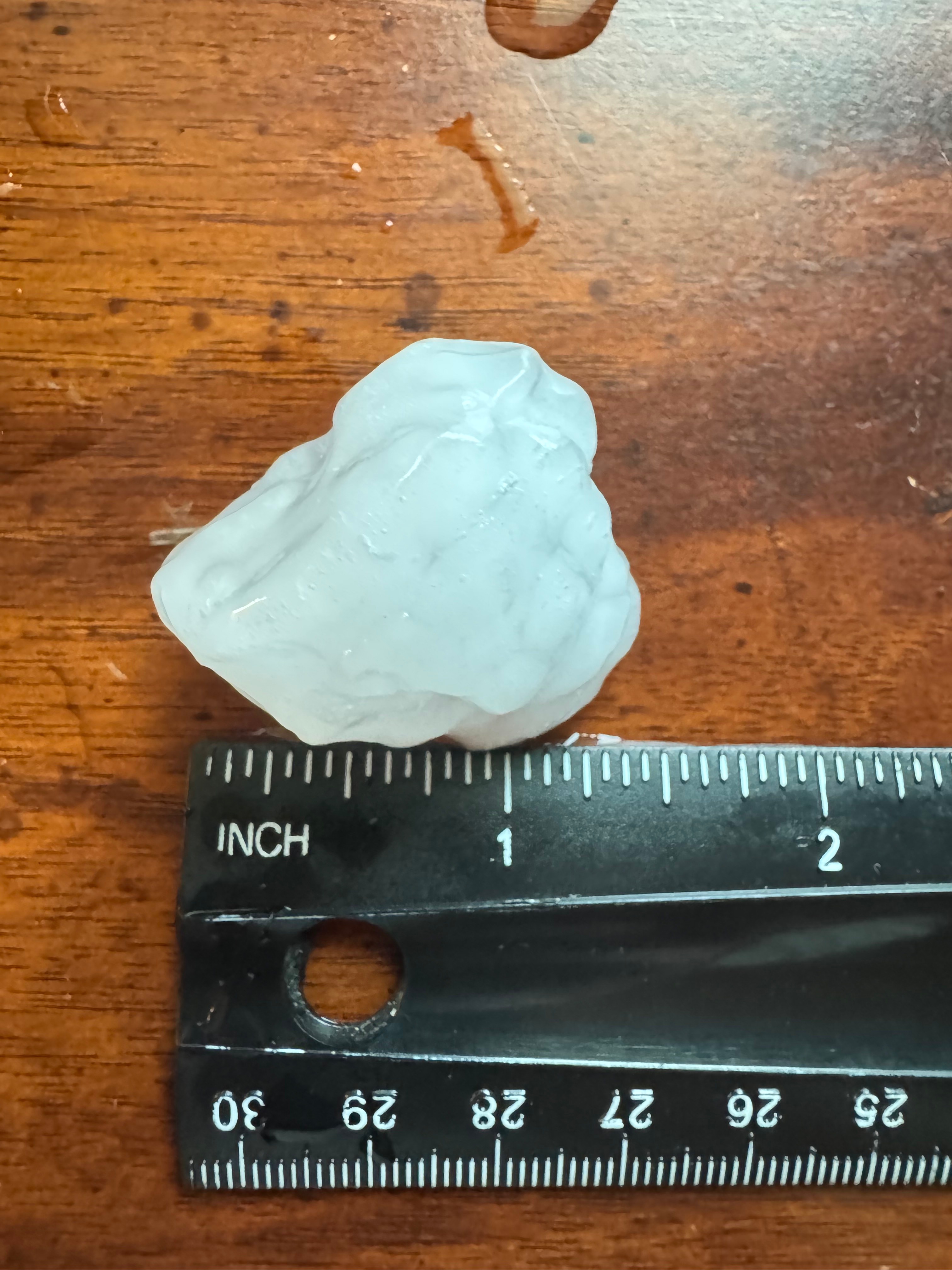 1.5″ hail that fell in Southwest Fort Worth on 6/1/25 at about 6:50pm.