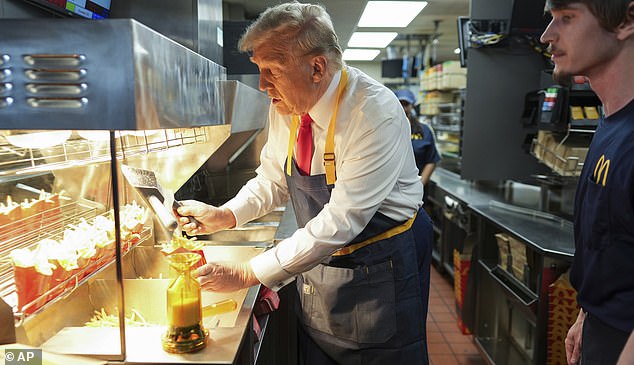 During the race to become president, Trump, 78, worked at a McDonald's in Philadelphia