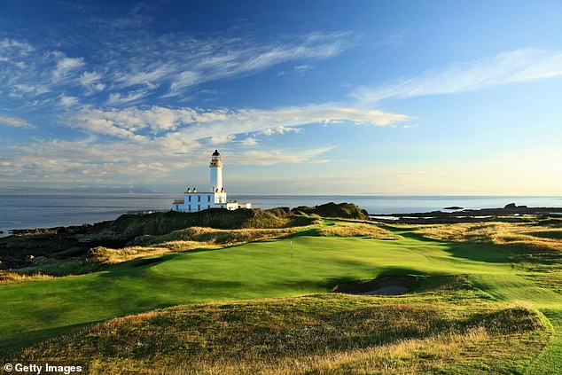 The redesigned ninth hole at Turnberry, with the 24-metre-high lighthouse standing sentinel