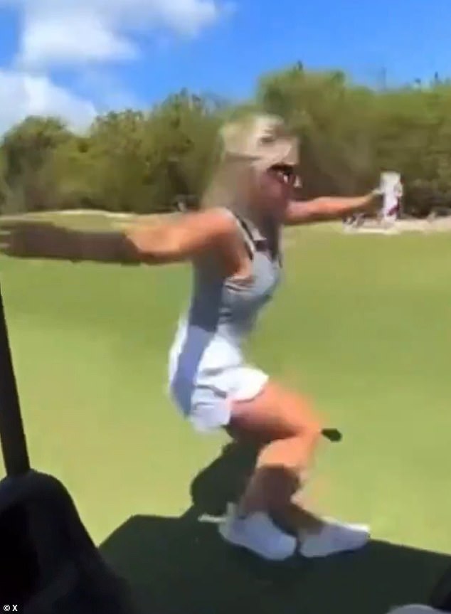 The woman in the viral clip fell off the golf cart before slamming hard on the ground