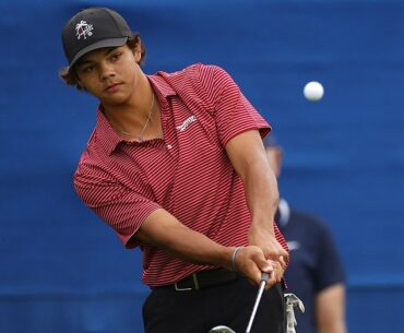 Charlie Woods came sixth in a junior golf tournament in Florida on Tuesday afternoon
