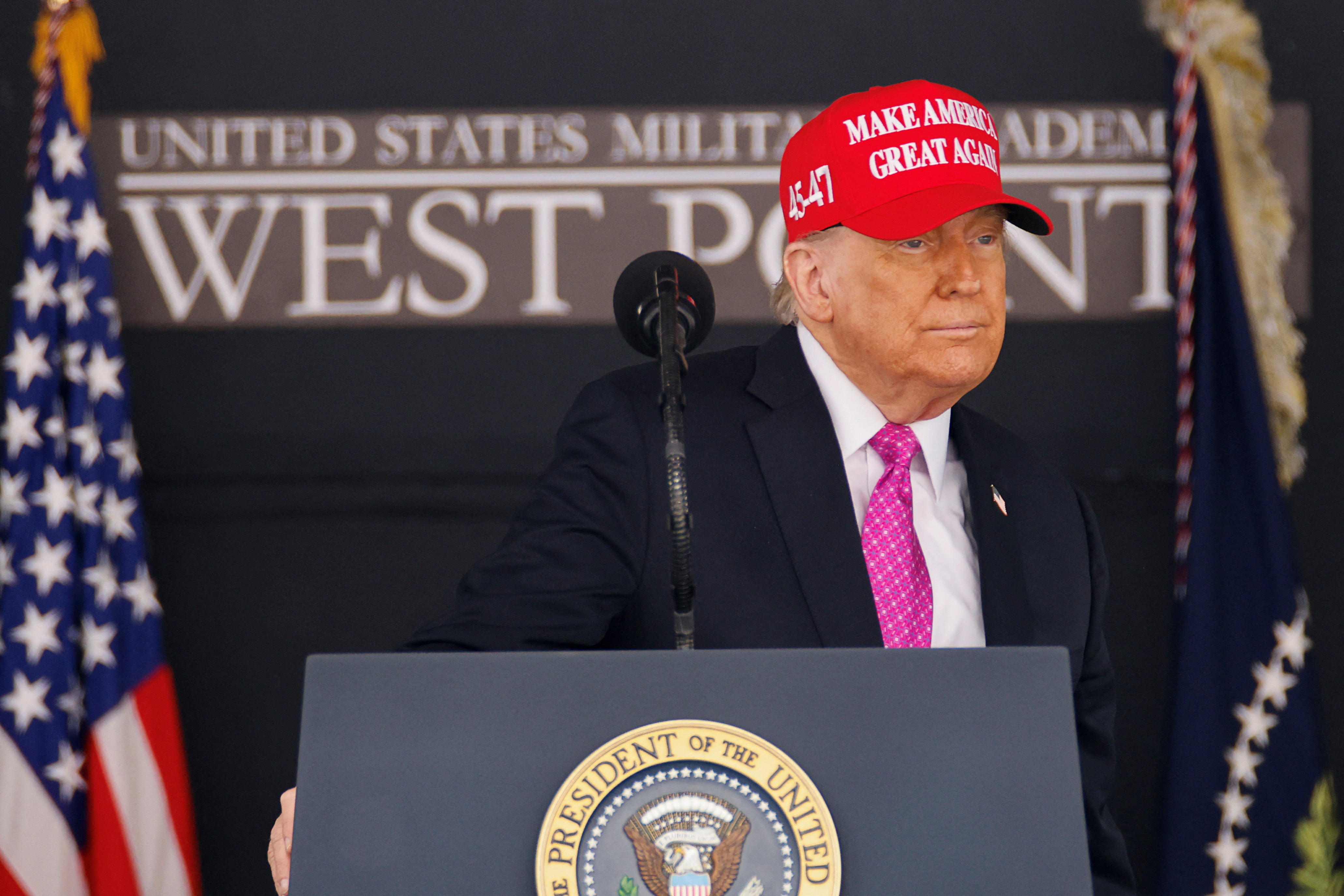 Trump gave the examples of a golfer and a real estate developer as examples of people the military cadets could aspire to emulating