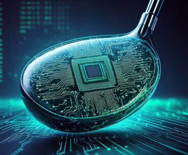 Photo of a futuristic golf club with circuit board inside