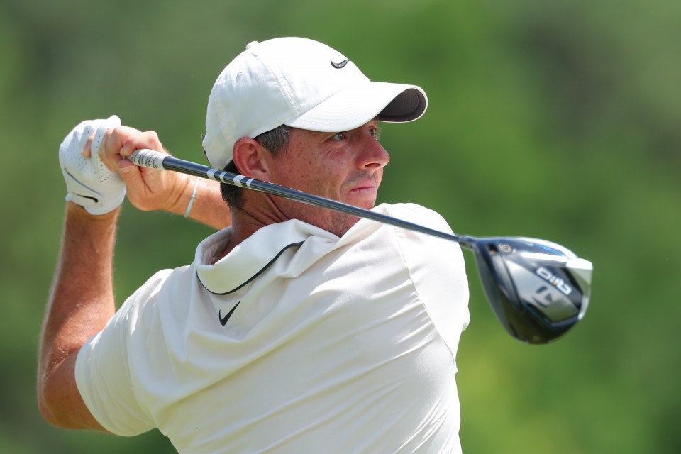 CHARLOTTE, NORTH CAROLINA - MAY 18: Rory McIlroy of Northern Ireland hits a tee shot on the 10th hole during the final round of the PGA Championship at Quail Hollow Country Club on May 18, 2025 in Charlotte, North Carolina. (Photo by Kevin C. Cox/Getty Images)