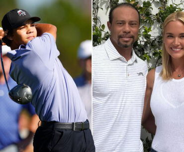 Tiger Woods and girlfriend Vanessa Trump watch children Charlie and Kai Trump have very different rounds at tournament