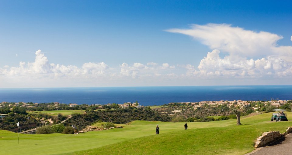 Golf course overlooking the sea in Paphos, Cyprus.