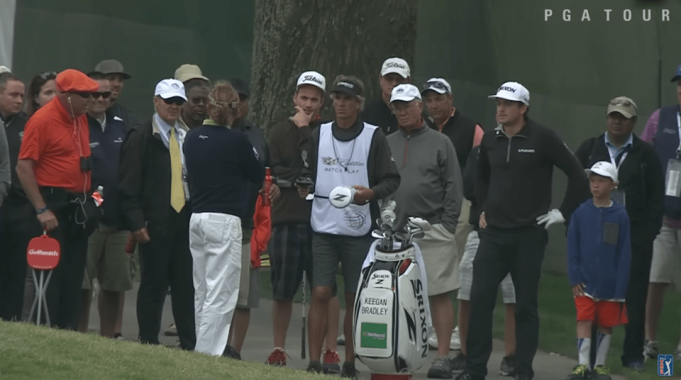 Jimenez took issue with Bradley's caddie before telling him to 'shut up'