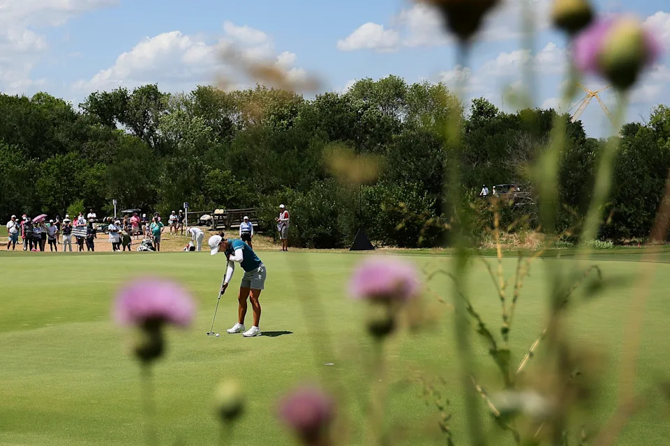 Minjee Lee hits a putt on the 13th hole during the final round of the 2025 KPMG Women's PGA Championship at Fields Ranch East at PGA Frisco.