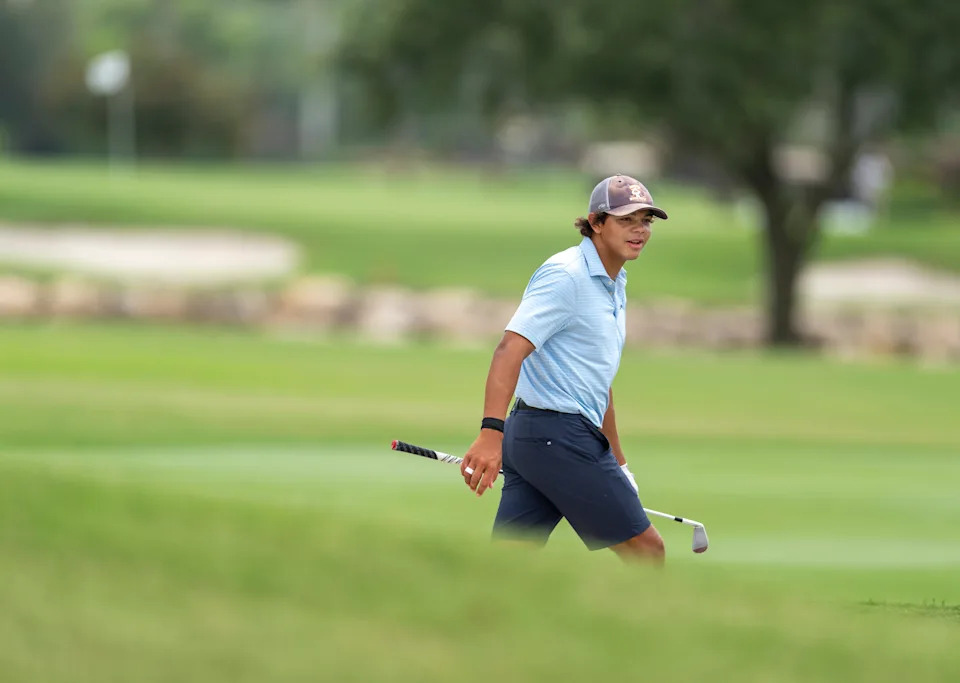 Charlie Woods competes in the first round of the108th Amateur Championship at BallenIsles Country Club on June 5, 2025, in Palm Beach Gardens, Florida.