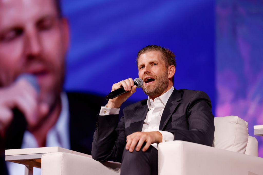 Eric Trump speaks during the Bitcoin Conference on May 28, 2025.