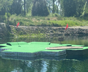 Get a hole in one on Mountain River Ranch's new floating green and win $1,000 cash.