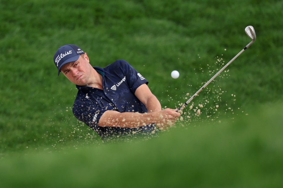 Justin Thomas was seen working hard at Oakmont on Monday