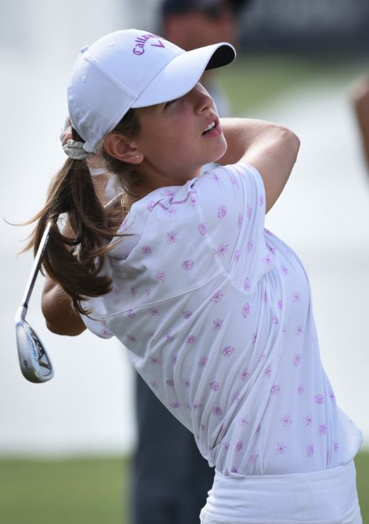 Golfer taking a swing.