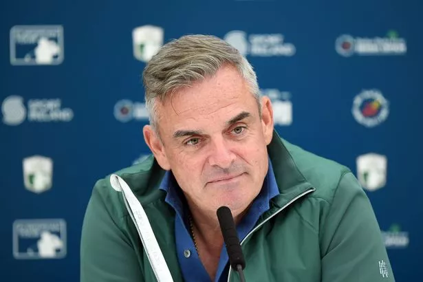 Paul McGinley of Ireland faces the media ahead of the Dubai Duty Free Irish Open at Lahinch Golf Club on July 02, 2019 in Lahinch, Ireland.