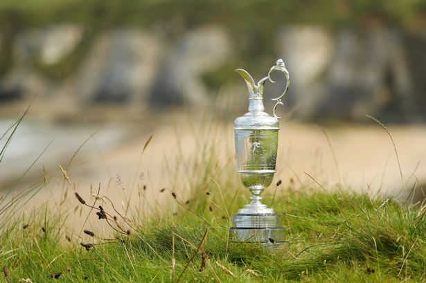 The Claret Jug is seen during a practice round prior to the 148th Open Championship held on the Dunluce Links at Royal Portrush Golf Club