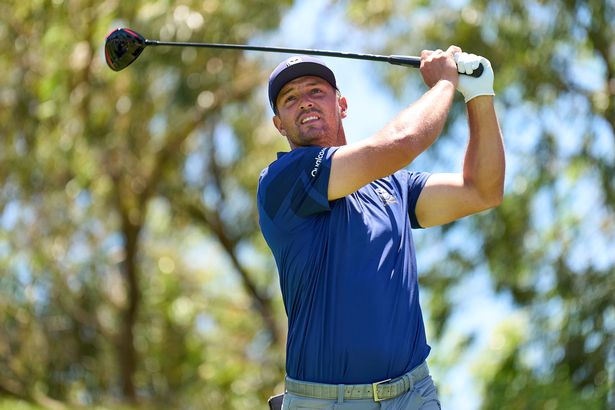 Bryson DeChambeau of Crushers GC tees off on the eighth hole on day one of LIV Golf Andalucia at Valderrama