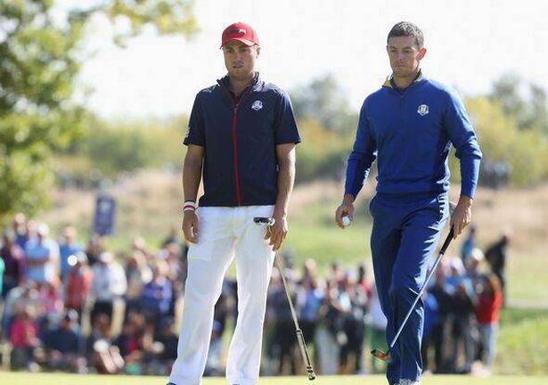 Justin Thomas and Rory McIlroy at the Ryder Cup