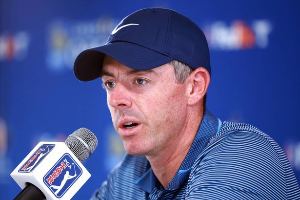 Rory McIlroy speaks to the media