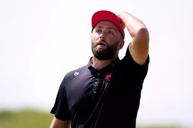 Jon Rahm of Spain reacts on the 10th hole during day four of The 153rd Open Championship at Royal Portrush Golf Club on July 20, 2025 in Portrush, Northern Ireland.