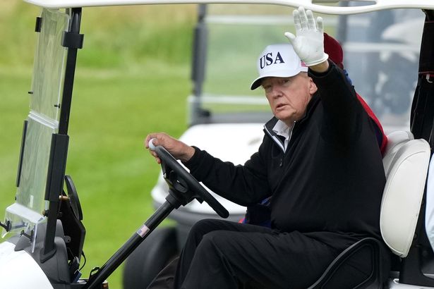 Trump played a round of golf at the Trump Turnberry golf course 