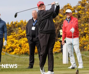 Trump takes a break from world affairs to tee-up his Scottish golf courses