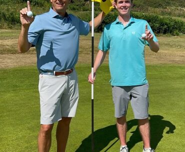 Auckland father and son duo, Jim and Blake Rohrstaff (pictured), defied 17 million-to-one odds by making aces on consecutive shots