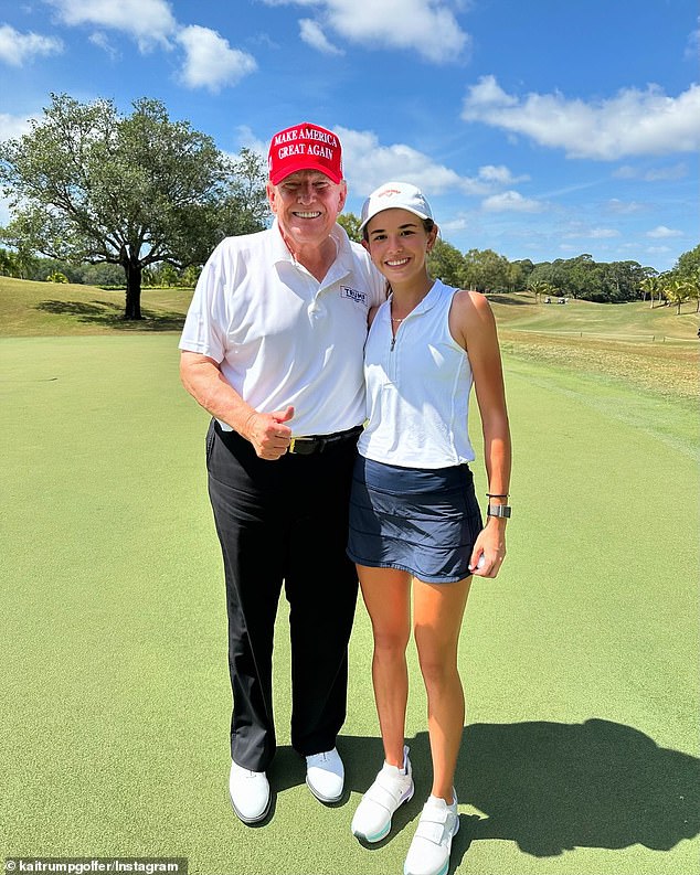 Donald Trump, pictured with his eldest granddaughter Kai, is known to prefer a Diet Coke