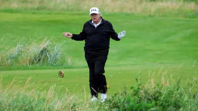 President Donald Trump accused of cheating while golfing with NFL legends during Scotland visit