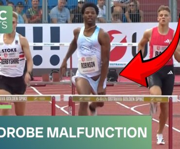 VIRAL MOMENT: Chris Robinson overcomes WARDROBE MALFUNCTION to win race | #CBCSports