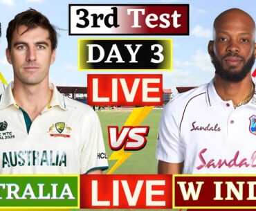 West Indies vs Australia, 3rd Test - Live Score & Commentary | Live Cricket Match Today | WI vs AUS