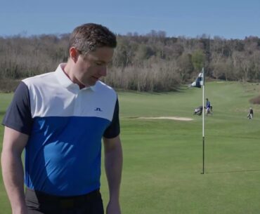 J.Lindeberg Mens Keenan Colourblock Moisture Wicking Stretch Golf Polo Shirt