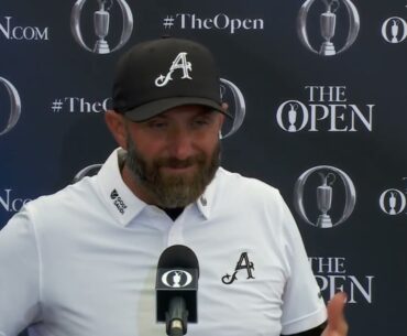 The happiness of Dustin Johnson after shooting 67 at Royal Portrush