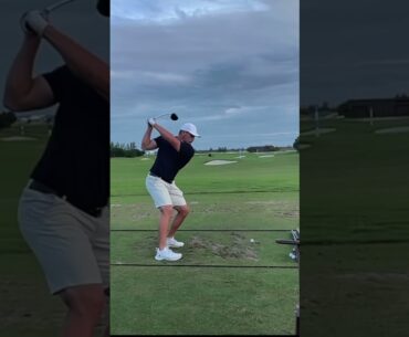 Bryson Dechambeau driver swing slow motion down the line #golfswing #brysondechambeau