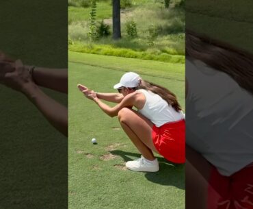 She’s my human alignment rod 😂 #caddie #golf #golfgirl #golfswing #golfhumor