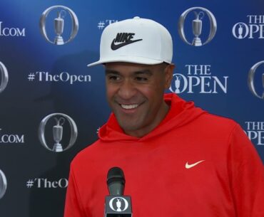 Tony Finau talks about his new caddie for The Open