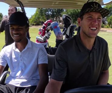 SJSU TE Jackson Canaan almost hits the cart girl and producer Bobby flexes his PGA 2k skills