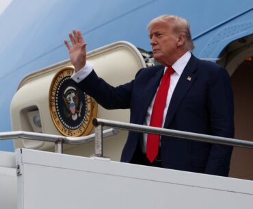 Trump lands in Scotland to visit his golf resorts ahead of Starmer talks